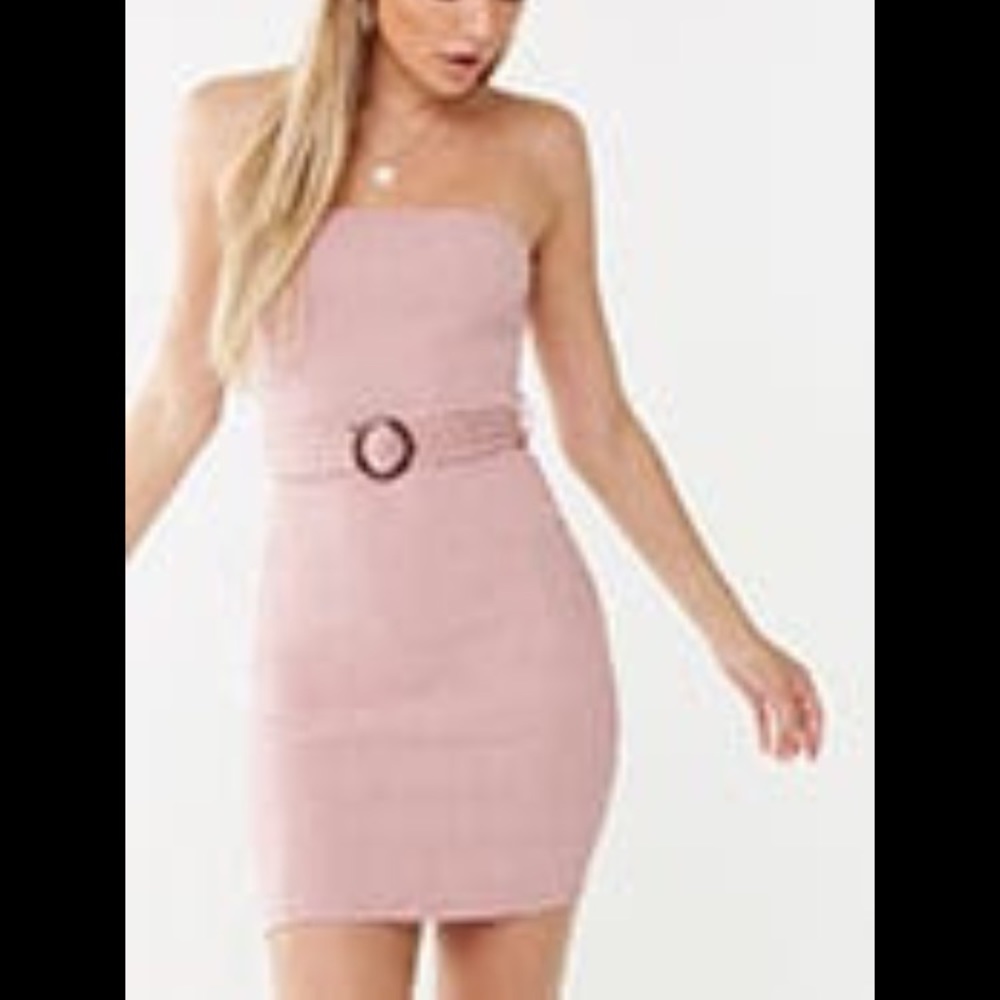 Brand New Light Pink Belted Tube Dress
